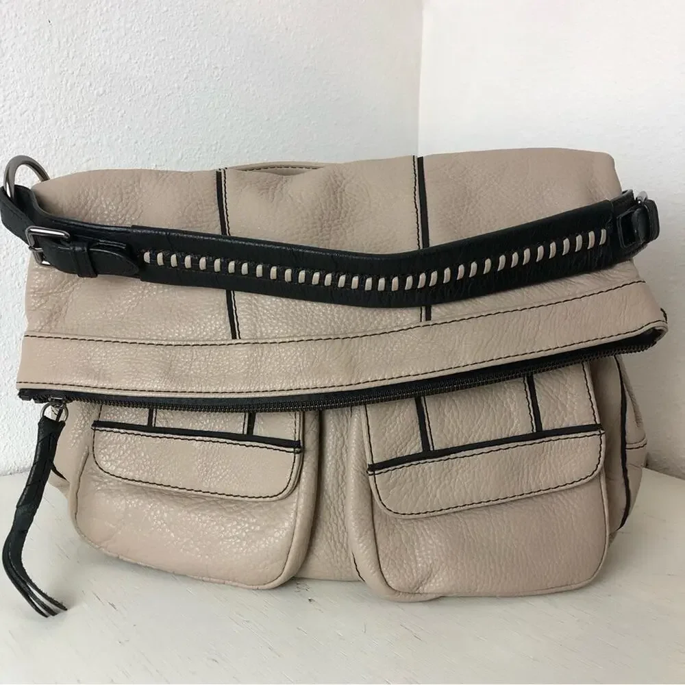 Oryany taupe Katie hobo shoulder bag flap front